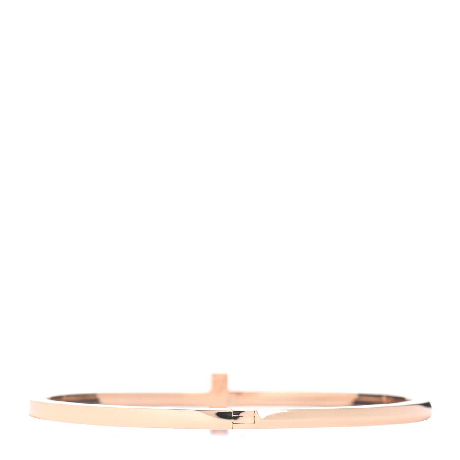 Tiffany 18K Rose Gold Narrow T T1 Hinged Bangle Bracelet 3 of 4