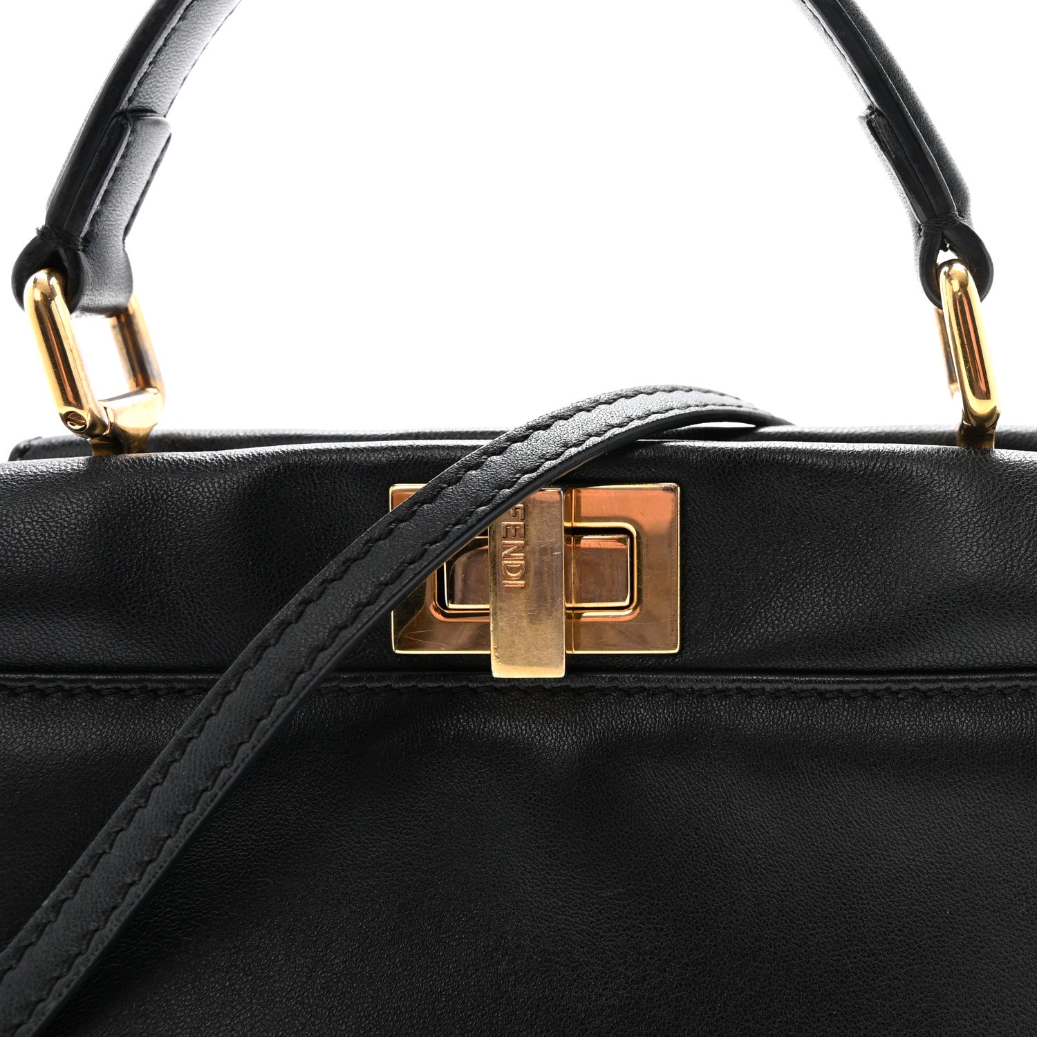 Fendi Nappa Mini Peekaboo Iconic Satchel Black 8 of 10