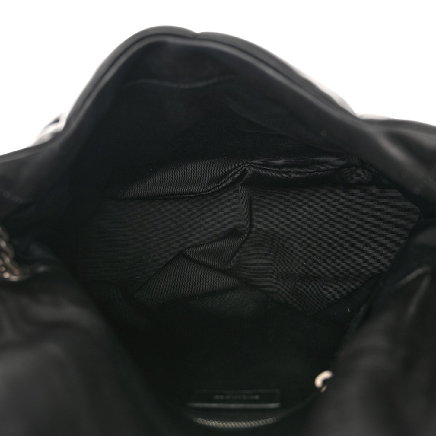 Lambskin Quilted Medium Loulou Puffer Monogram Chain Satchel Black