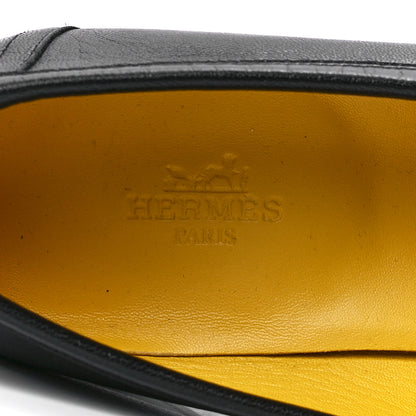 Hermes Goatskin Womens Paris Loafers 38.5 Black 7 of 9