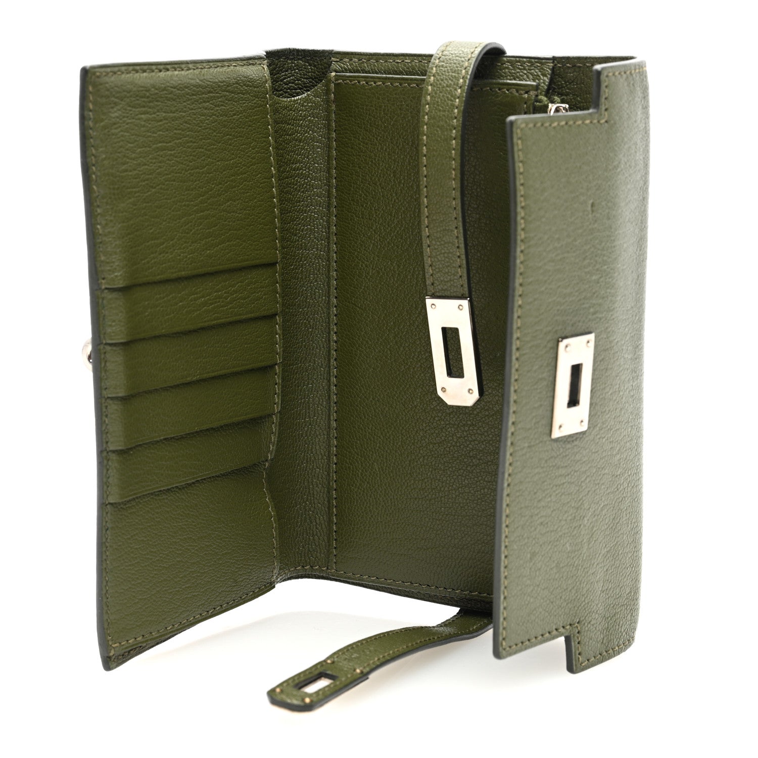 Hermes Chevre Mysore Kelly Medium Wallet Vert Veronese 5 of 9