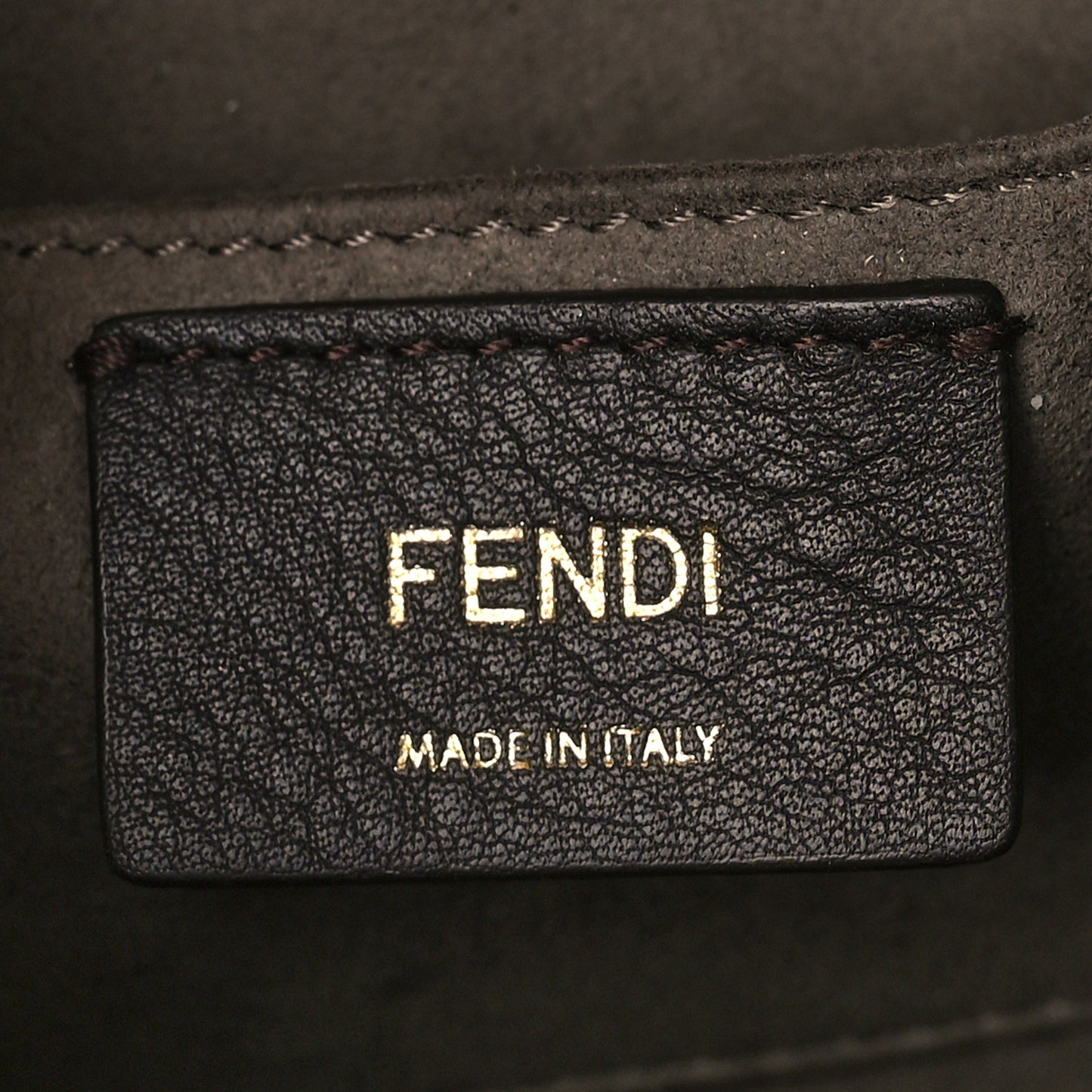 Glazed Fabric Vitello Century FF 1974 Stamp Patch Mini Double F Crossbody Bag Mogano Panna Black