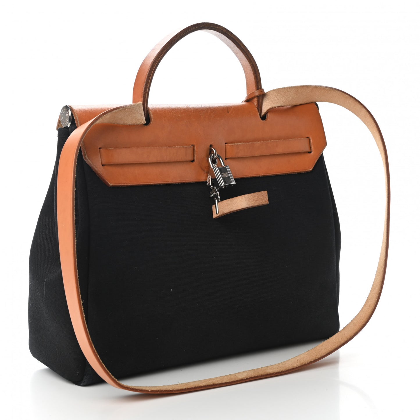 Toile Vache Calfskin Herbag PM 30 Black Natural