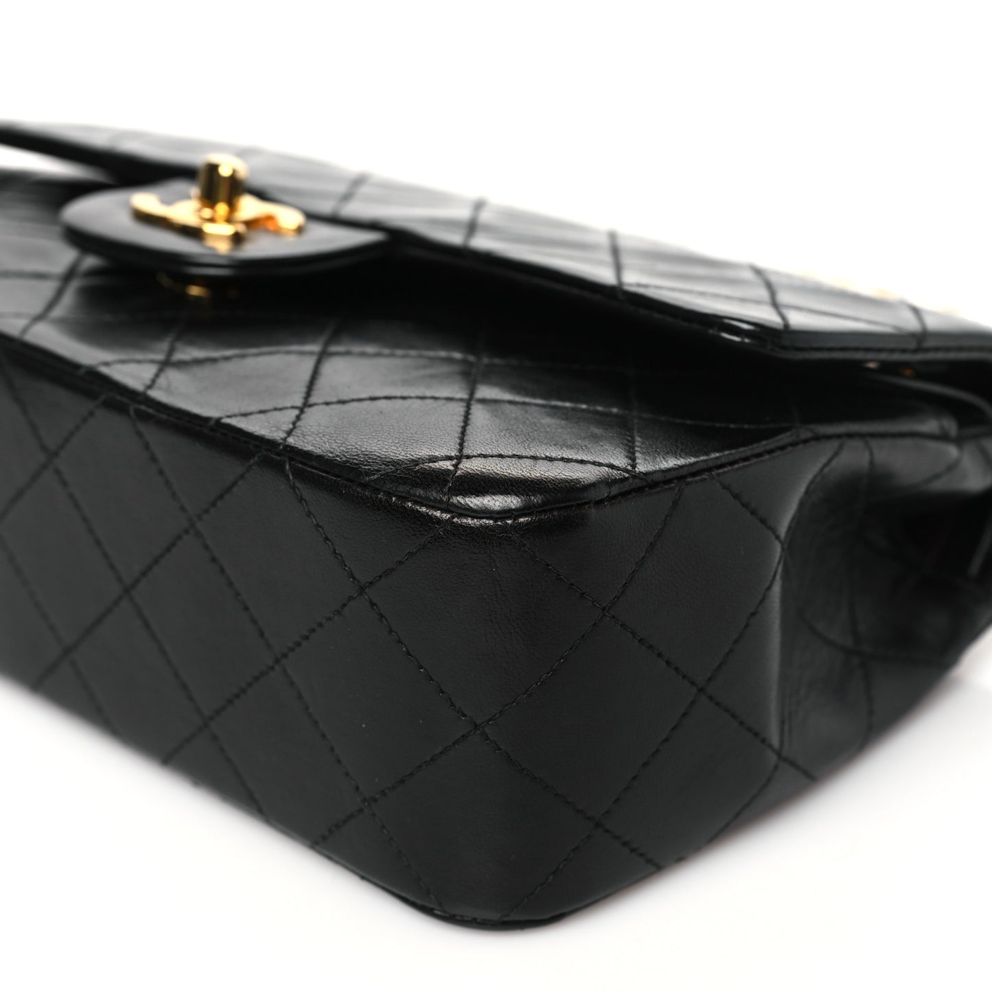 Lambskin Quilted Small Double Flap Black