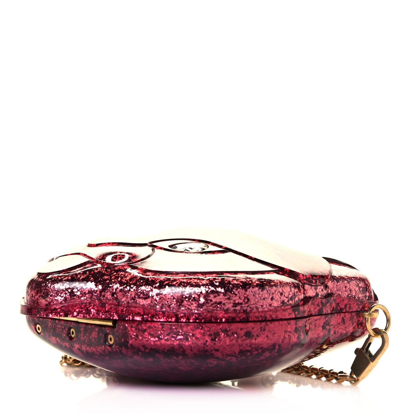 Glitter Plexiglass Kitty Clutch Red