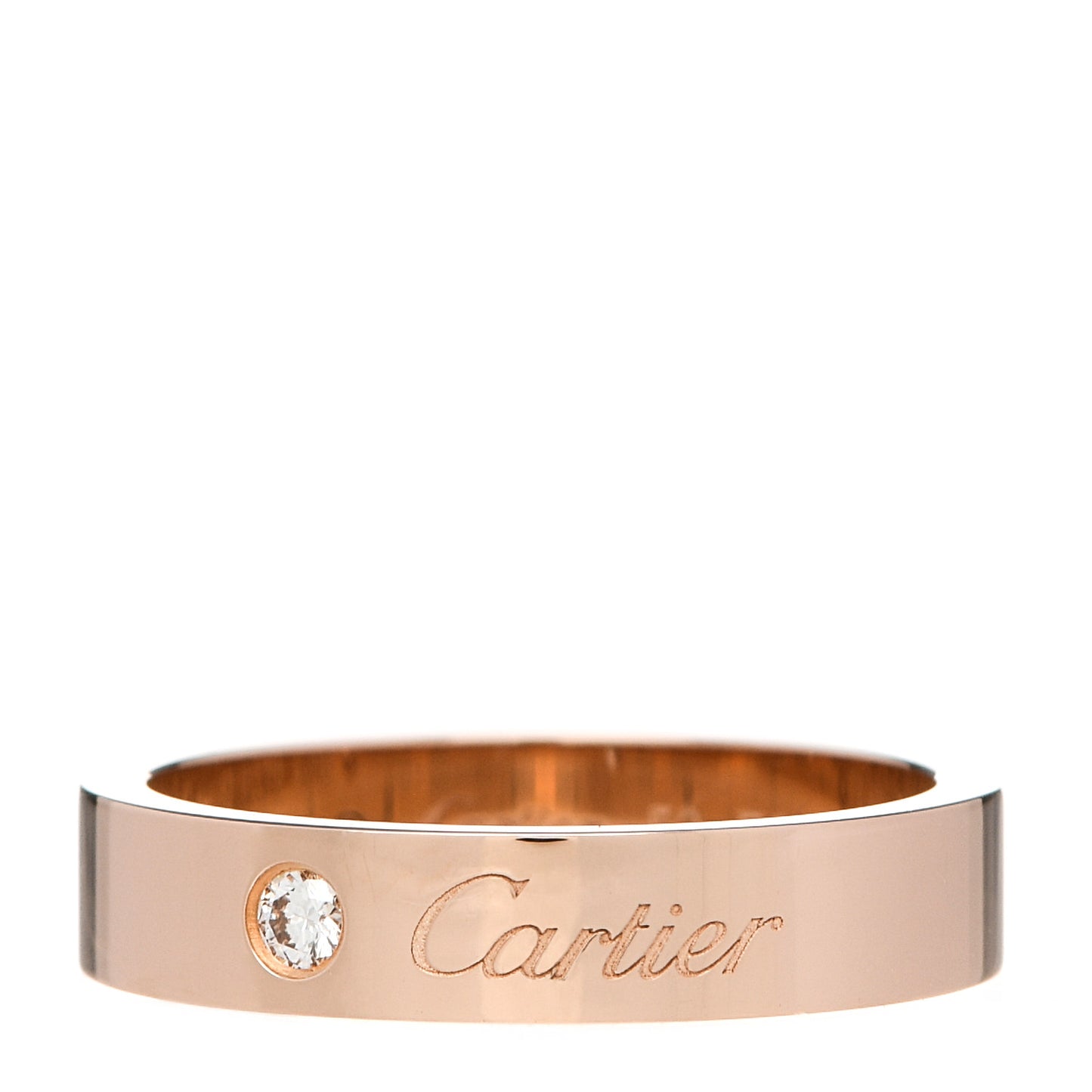 18K Pink Gold Diamond 4mm C De Cartier Wedding Band Ring 52 6