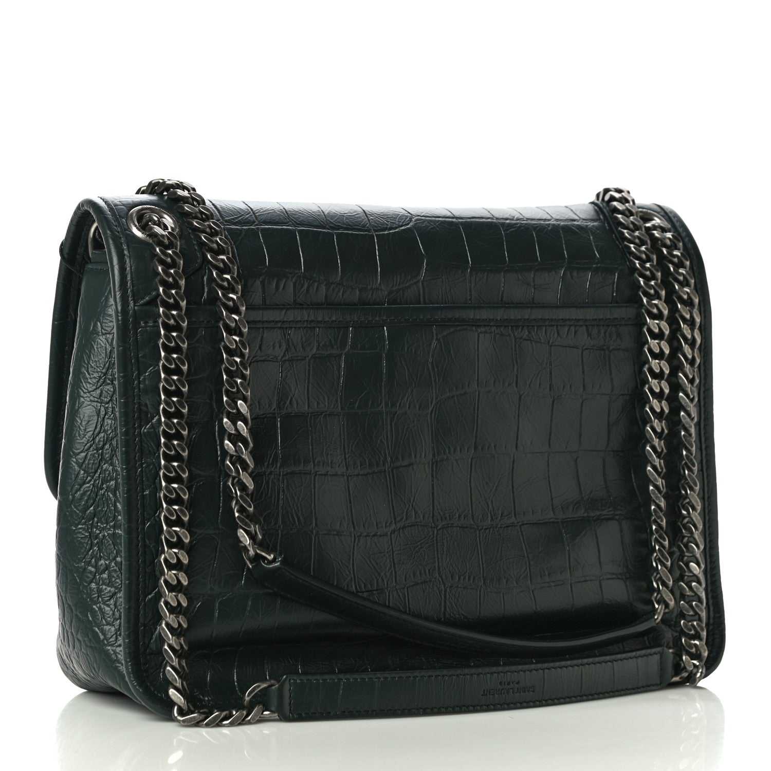 Saint Laurent Crocodile Embossed Calfskin Monogram Medium Niki Chain Satchel Algea 2 of 9