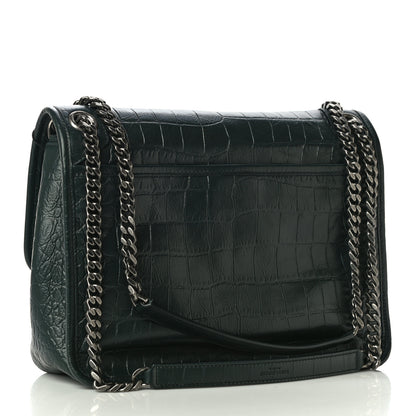 Saint Laurent Crocodile Embossed Calfskin Monogram Medium Niki Chain Satchel Algea 2 of 9