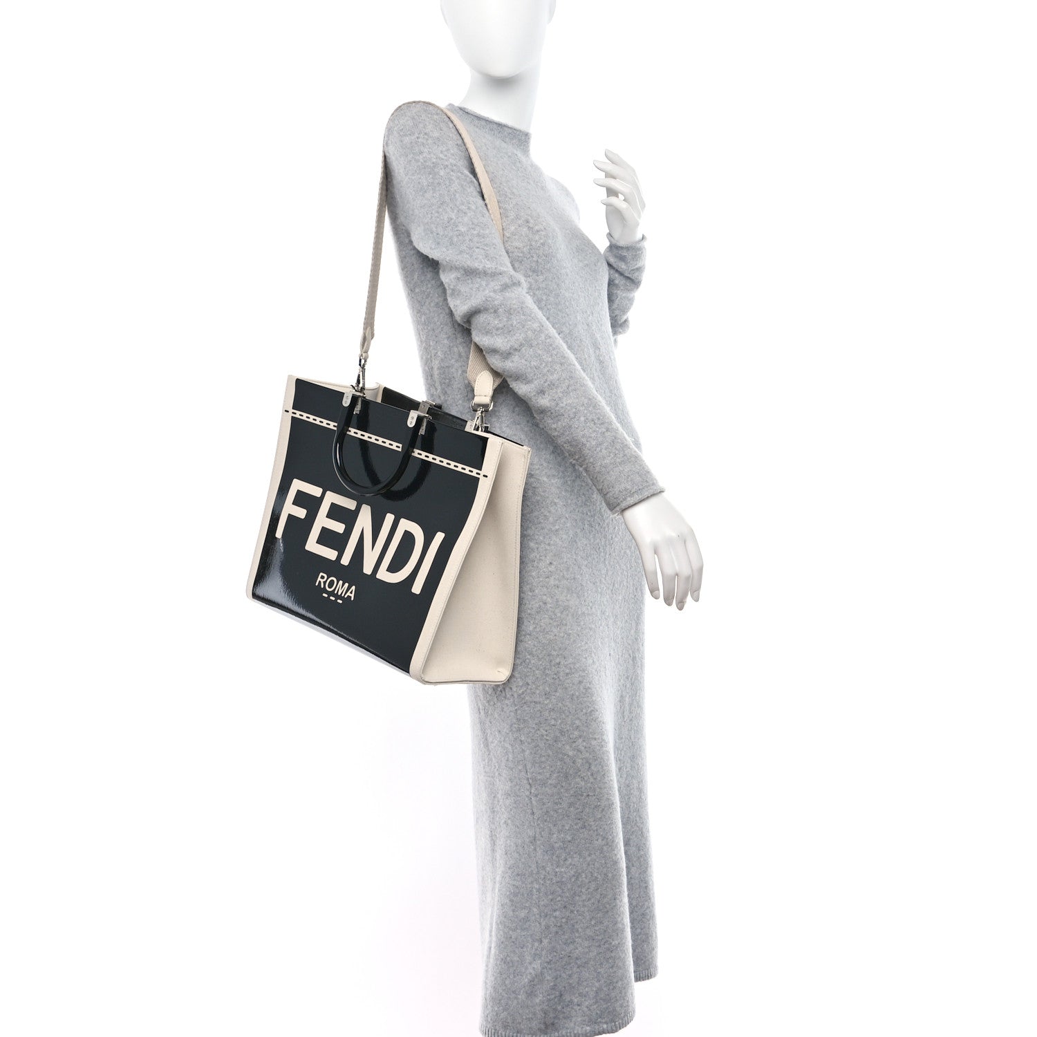 Fendi Patent Plexiglass Medium Fendi Sunshine Shopper Tote Black 2 of 7