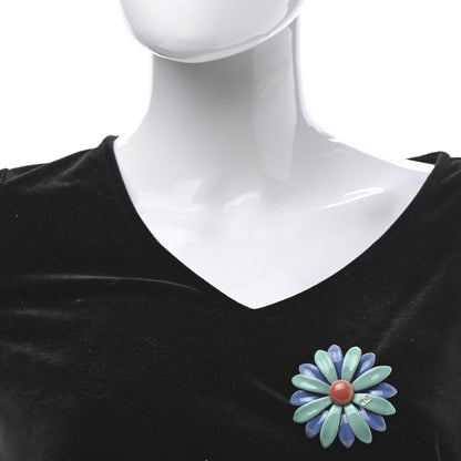 Chanel Resin CC Flower Brooch Green Gold 2 of 6