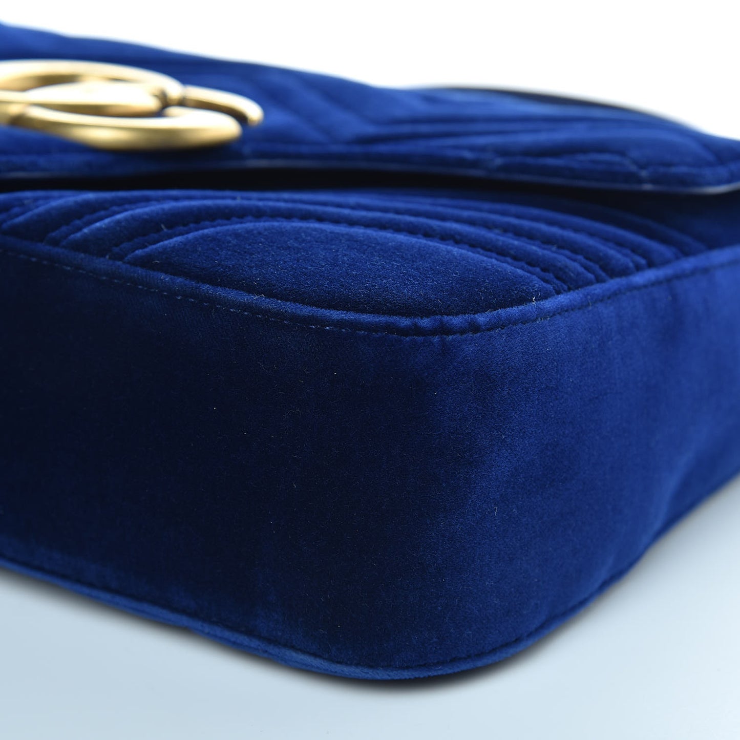 Velvet Matelasse Medium GG Marmont Shoulder Bag Cobalt Blue