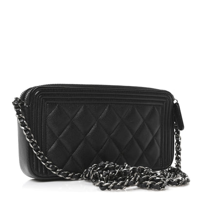 Chanel Grained Calfskin Quilted Boy Phone Holder Wallet On Chain Black 3 of 11