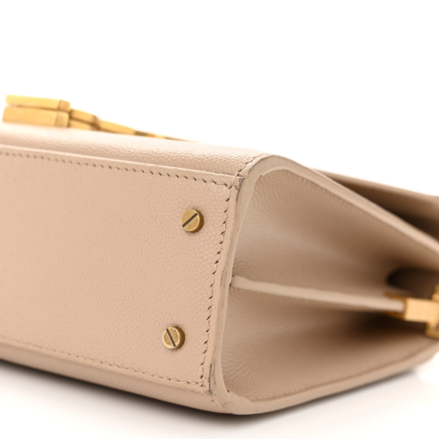 Saint Laurent Grain de Poudre Mini Classic Monogram Cassandra Top Handle Beige 9 of 11