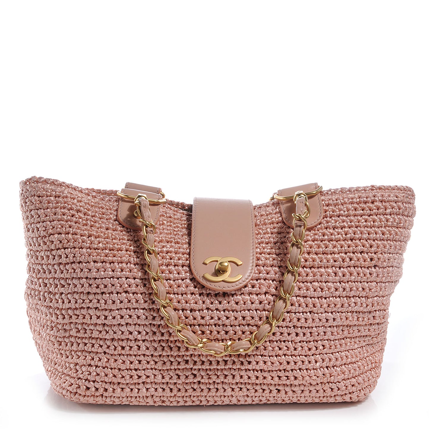 Straw Raffia Tote Pink