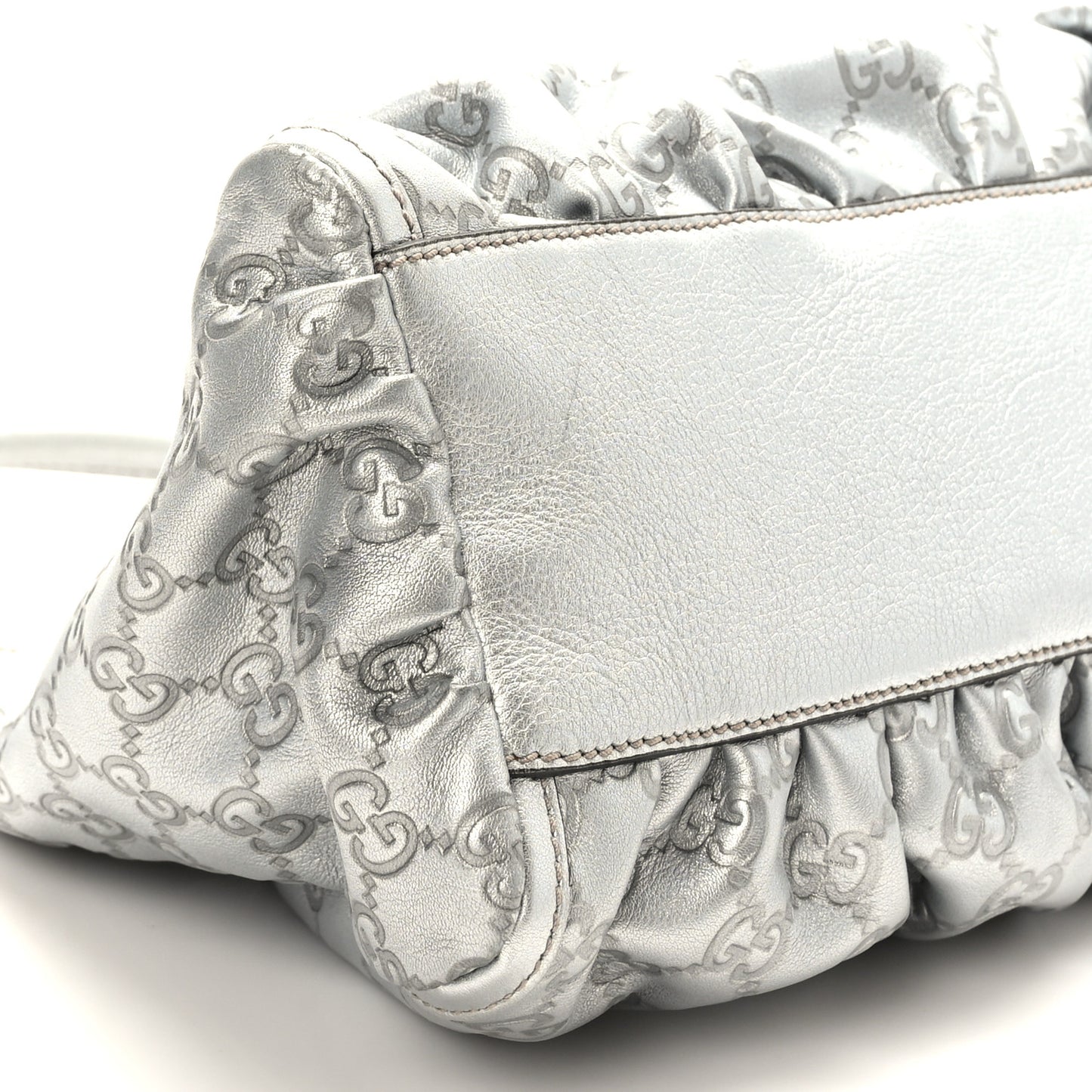 Metallic Guccissima Medium D Gold Hobo Silver