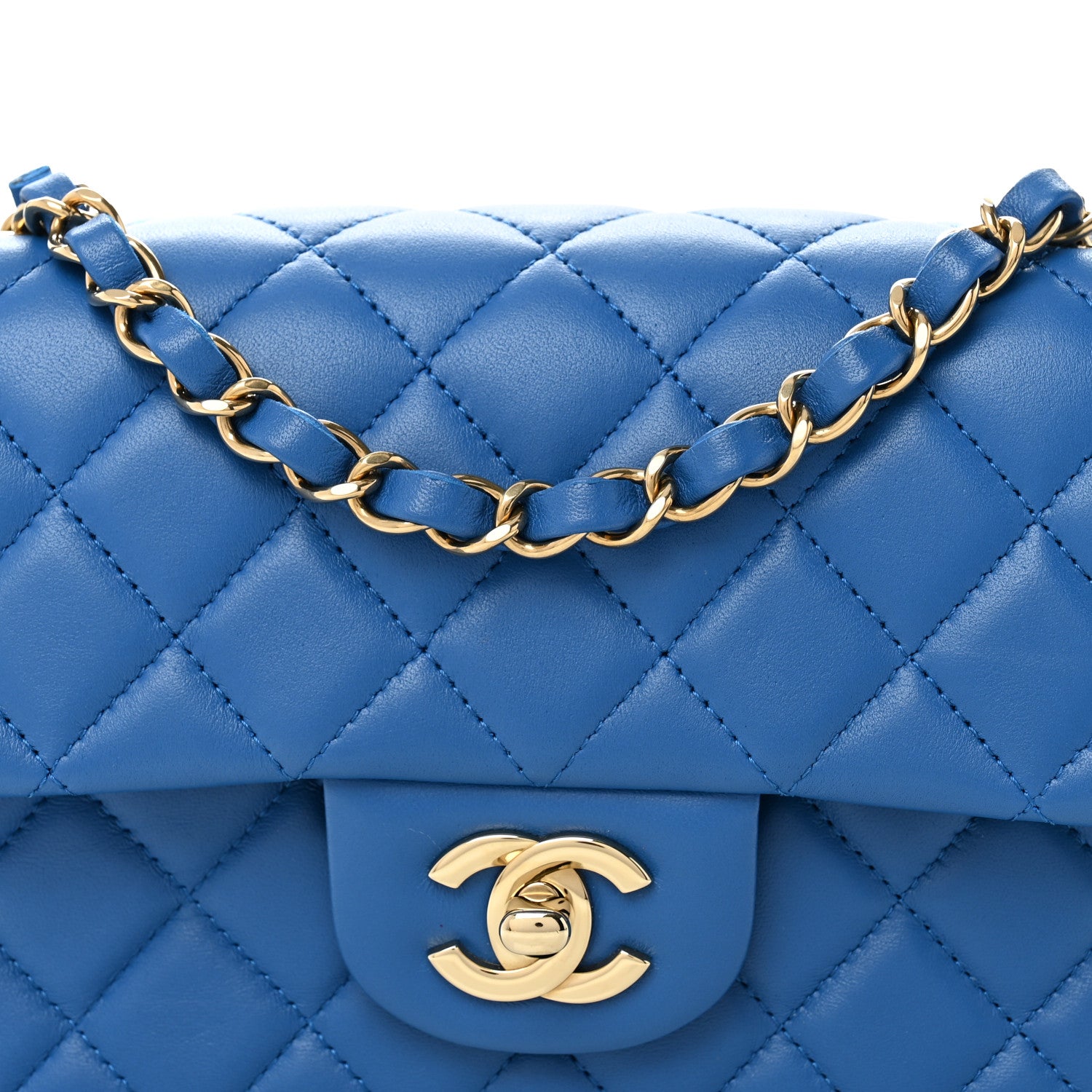 Chanel Lambskin Quilted Mini Rectangular Flap Blue 8 of 10