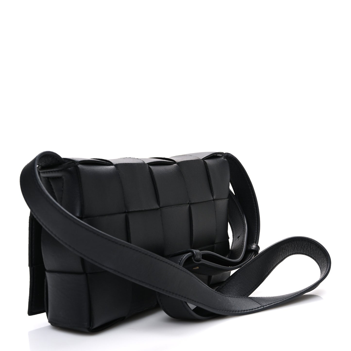 Lambskin Maxi Intrecciato Cassette Crossbody Bag Black