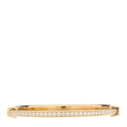 Tiffany 18K Yellow Gold Diamond Tiffany Lock Bangle Pave Bracelet 6 of 14