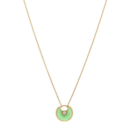 Cartier 18K Yellow Gold Diamond Chrysoprase XS Amulette de Cartier Pendant Necklace 1 of 6