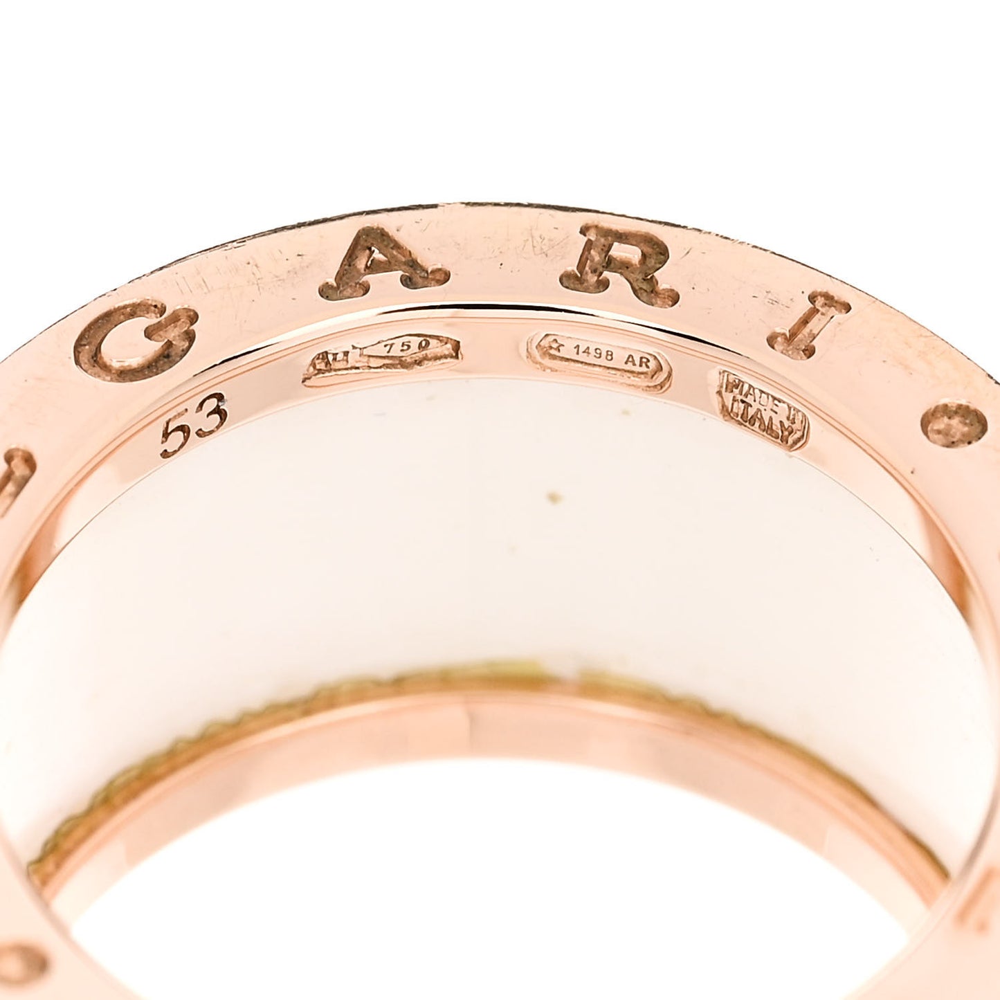 18K Rose Gold White Ceramic B.Zero1 Four-Band Ring 53 6.25