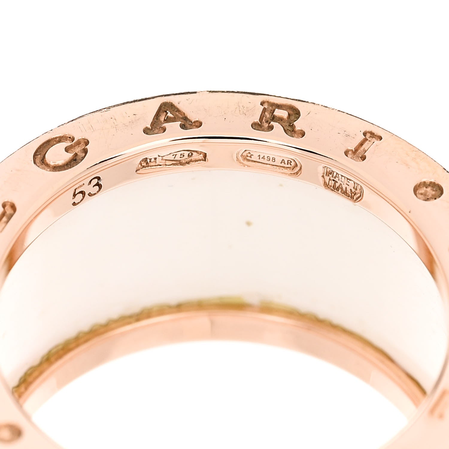 Bulgari 18K Rose Gold White Ceramic B.Zero1 Four-Band Ring 53 6.25 4 of 5