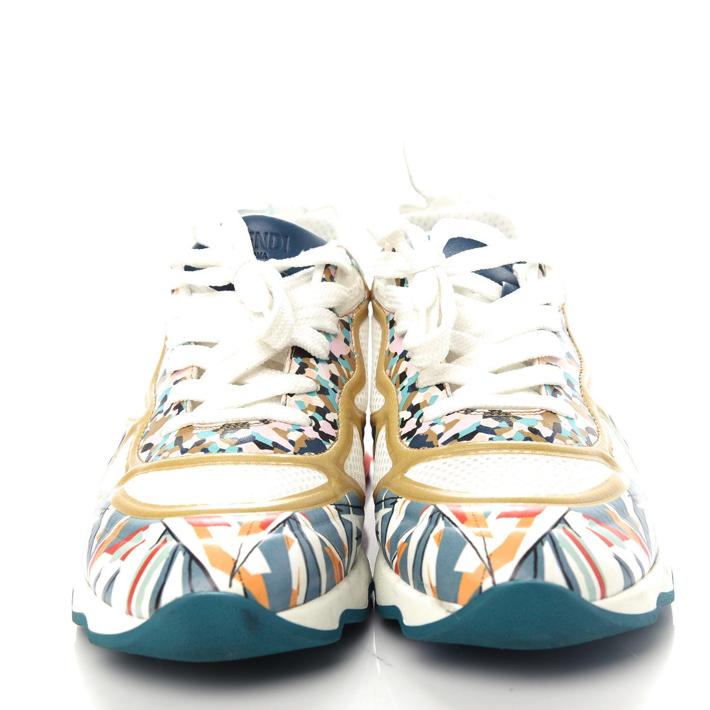 Mesh Vitello Granite Bird of Paradise FFast Patchwork Sneakers 37.5 White Multi Pavone Lollypop