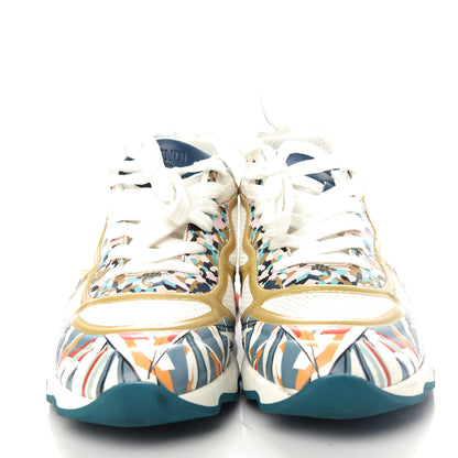 Fendi Mesh Vitello Granite Bird of Paradise FFast Patchwork Sneakers 37.5 White Multi Pavone Lollypop 5 of 11