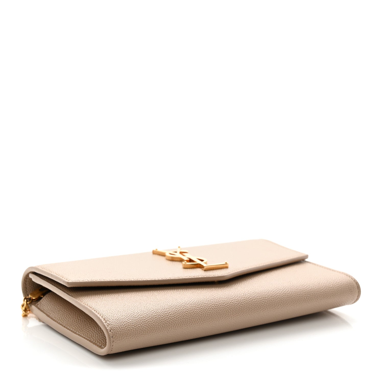 Saint Laurent Grain De Poudre Monogram Uptown Chain Wallet Dark Beige 5 of 14