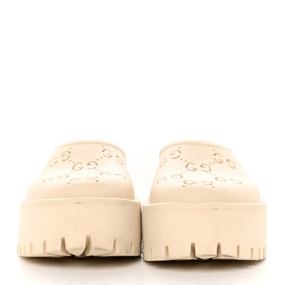 Gucci Rubber GG Monogram Perforated Elea Platform 55mm Lug Sole Sandals 39 Mystic White 2 of 18