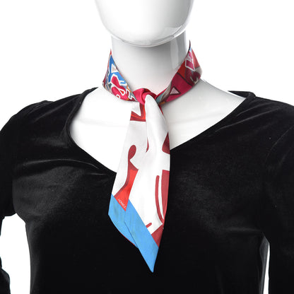 Hermes Silk Graff Graffiti Twilly Rouge Piment White Cobalt 2 of 7