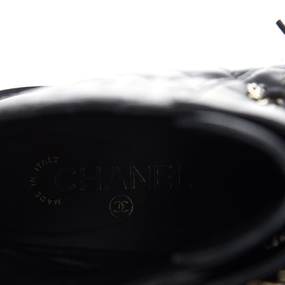 Chanel Lambskin Calfskin Quilted Lace Up Combat Boots 40 Black 8 of 13