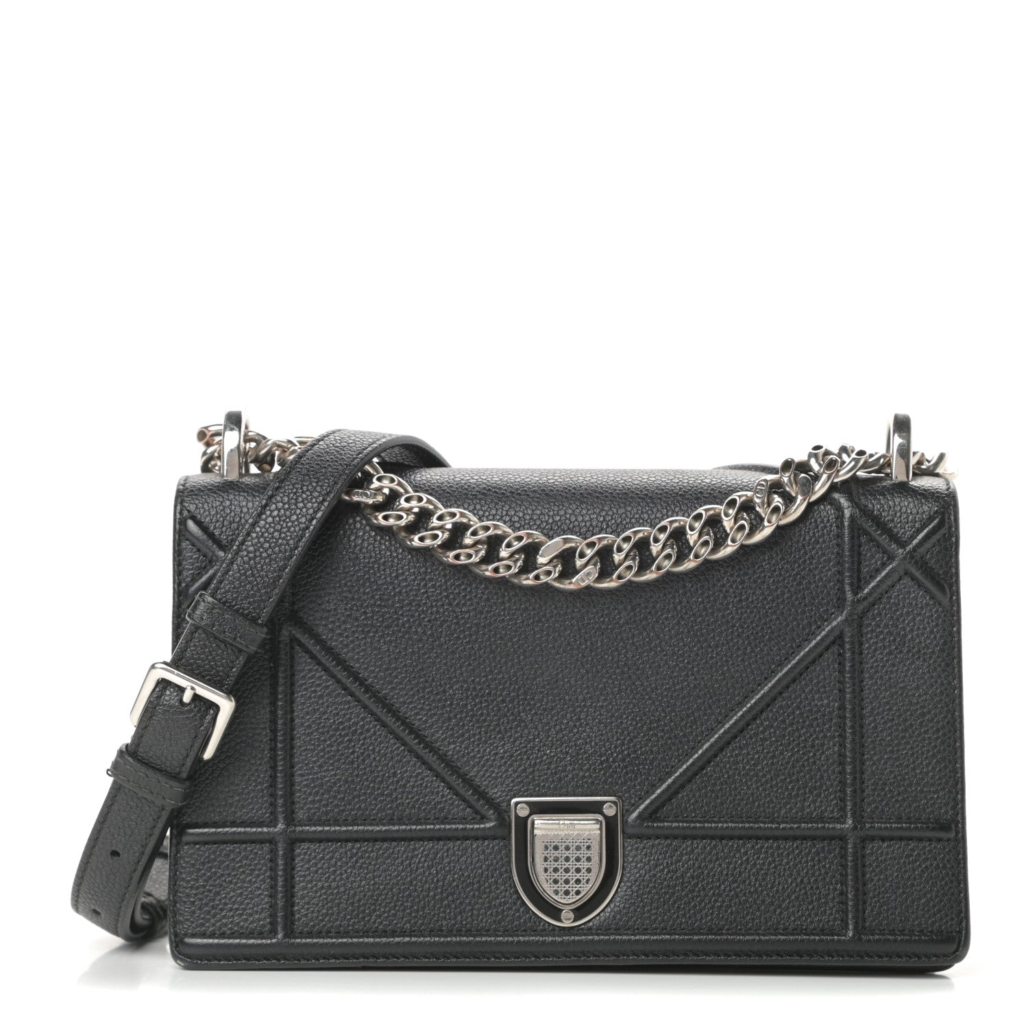 Christian Dior Grained Calfskin Small Diorama Flap Bag Black 1 of 16