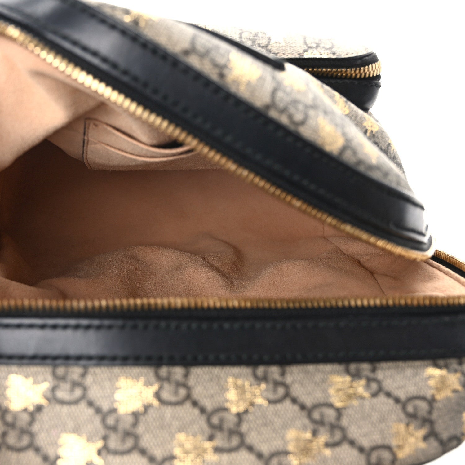 Gucci GG Supreme Monogram Bees Print Small Day Backpack Beige Oro Black 5 of 10