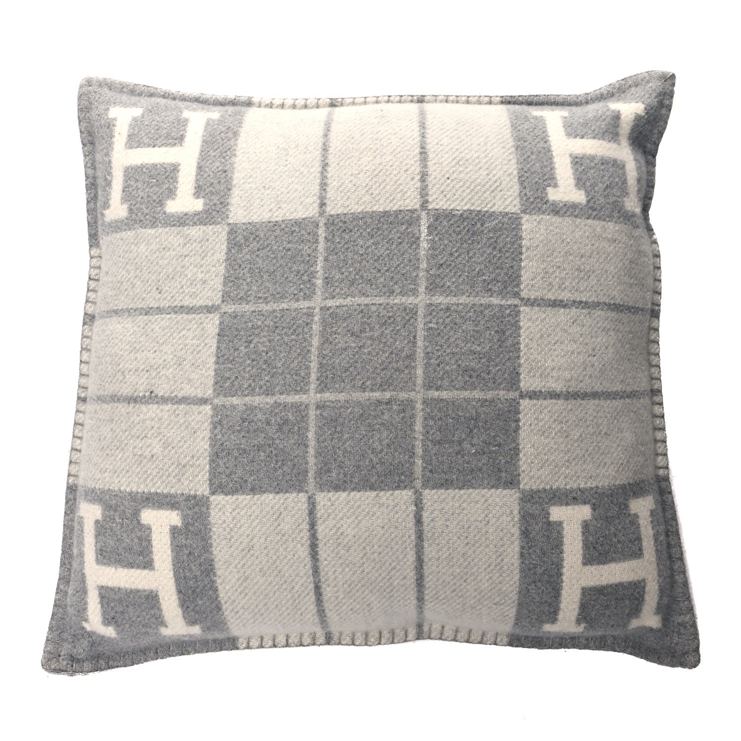 Hermes Wool Cashmere Avalon III Pillow PM Ecru Gris Clair 1 of 3