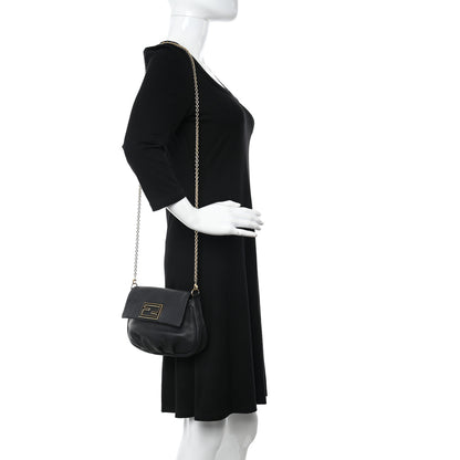 Fendi Vitello Flamingo Enamel Fendista Pouchette Crossbody Black 2 of 12