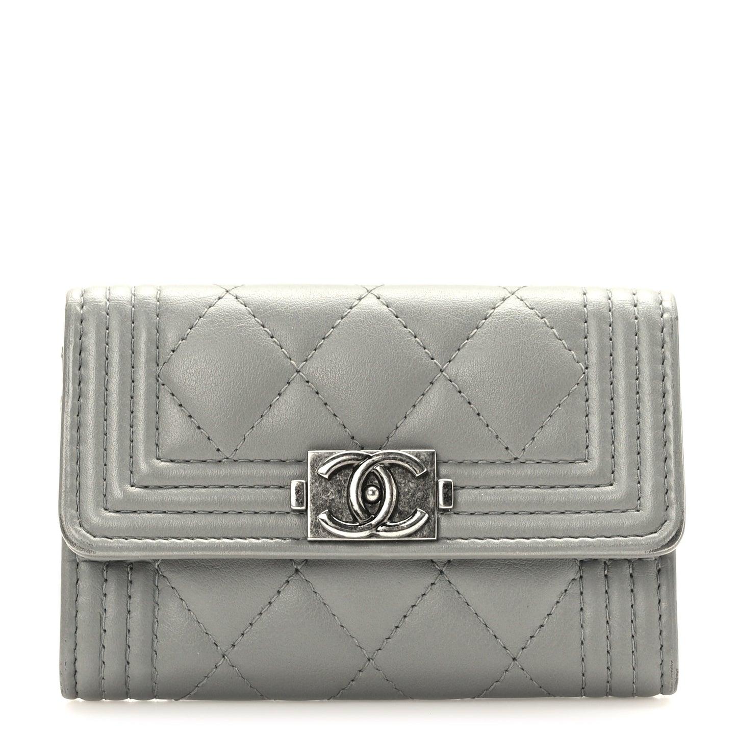 Lambskin Quilted Boy Card Holder Wallet