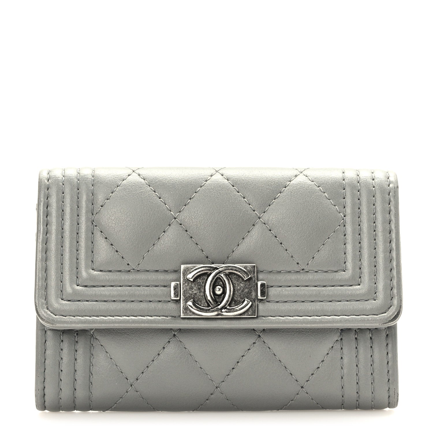 Chanel Lambskin Quilted Boy Card Holder Wallet 1 of 8