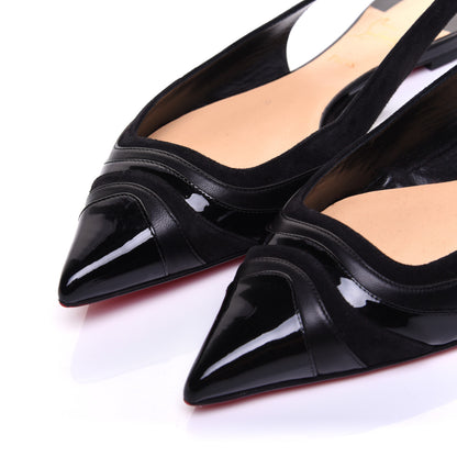 Christian Louboutin Nappa Patent Degradama Slingback Flats 39.5 Black 6 of 10