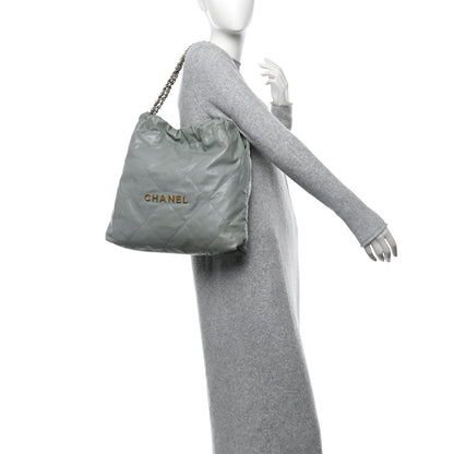 Chanel Shiny Calfskin Quilted Chanel 22 Light Blue 2 of 11