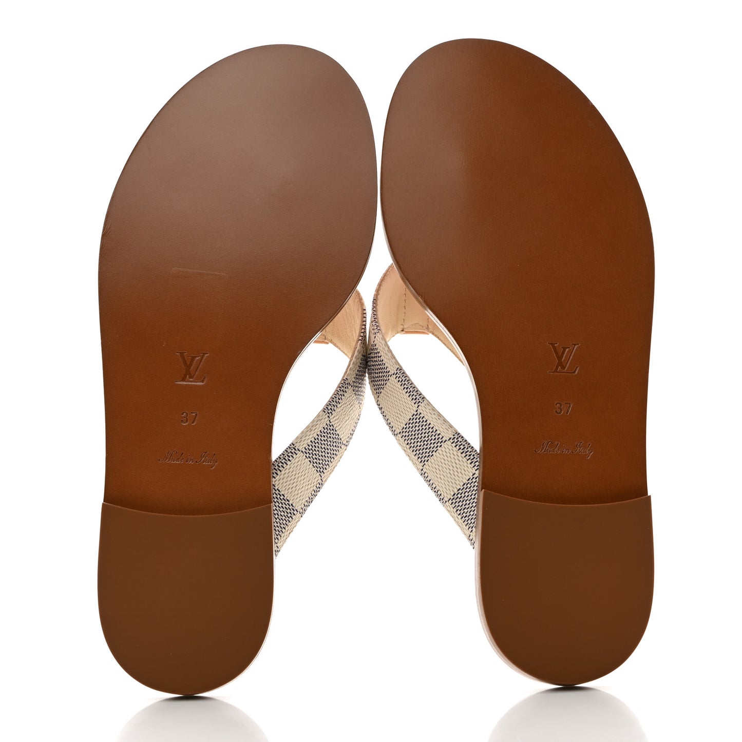 Damier Azur Sunny Flat Thong Sandals 37