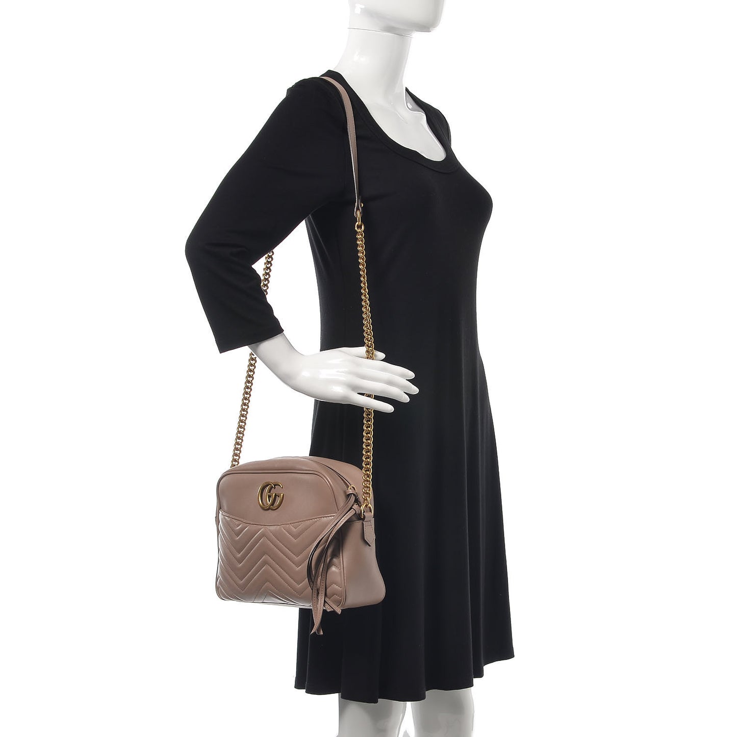 Calfskin Matelasse Medium GG Marmont Chain Shoulder Bag Porcelain Rose