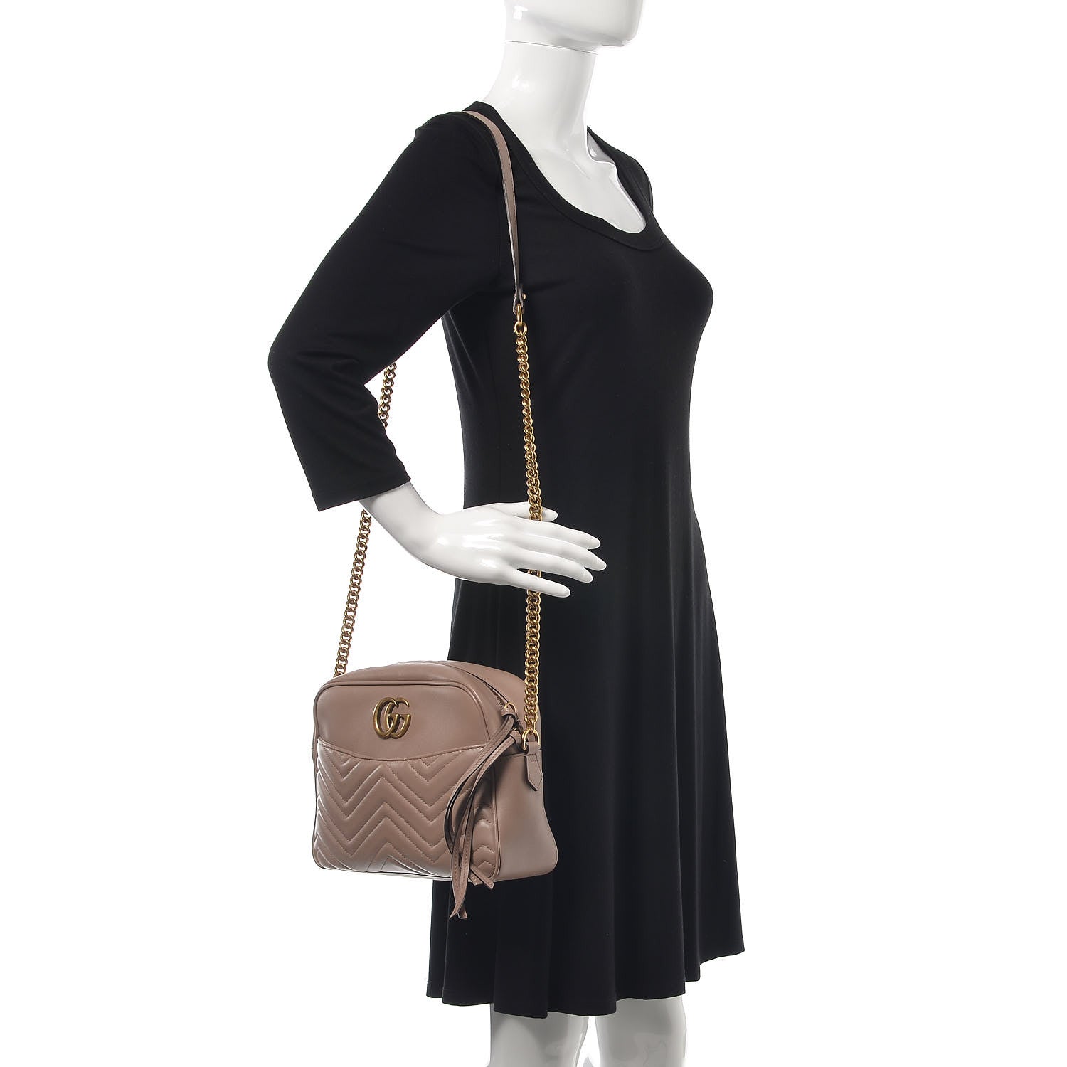 Gucci Calfskin Matelasse Medium GG Marmont Chain Shoulder Bag Porcelain Rose 2 of 7