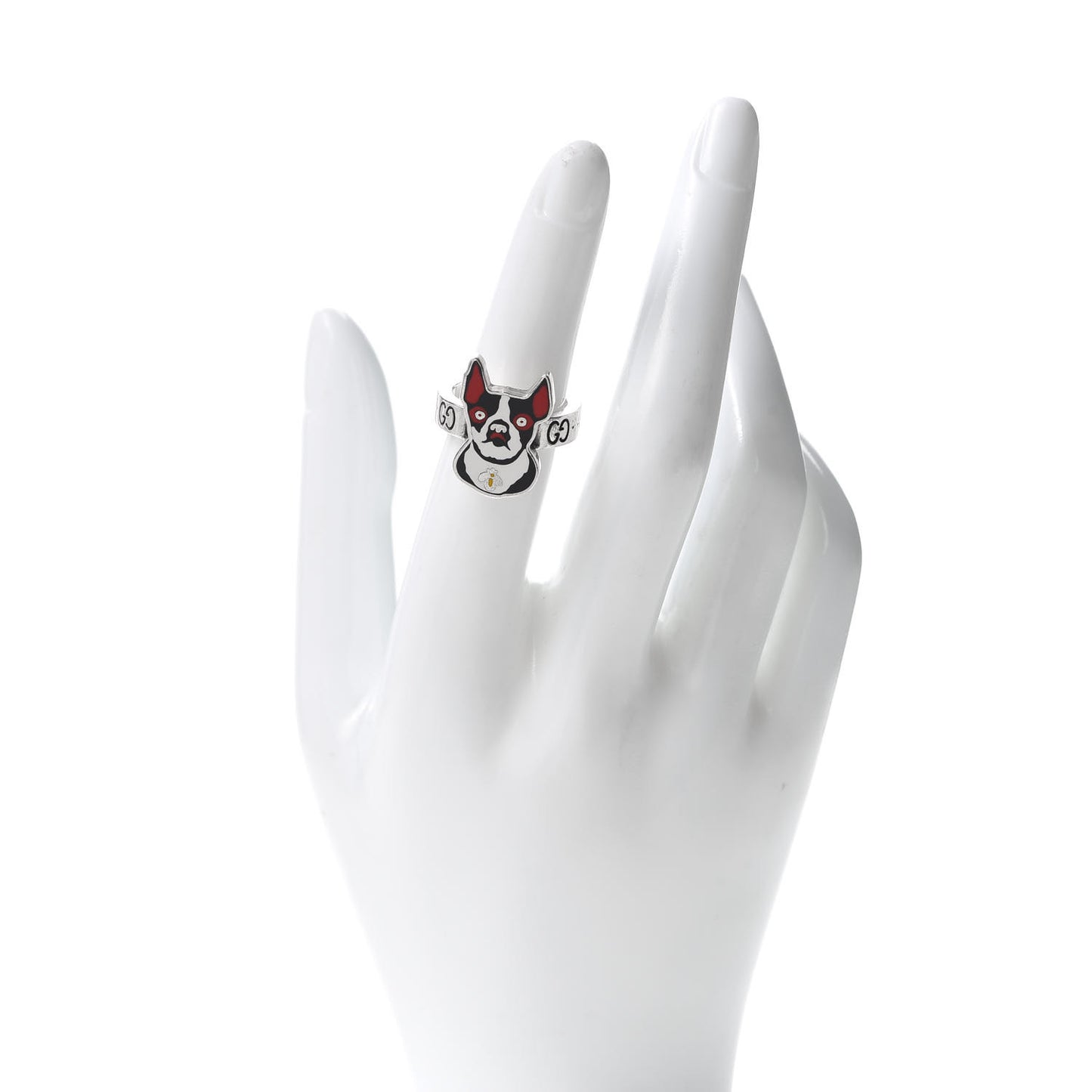 Sterling Silver Enamel Orso Ring 52 6