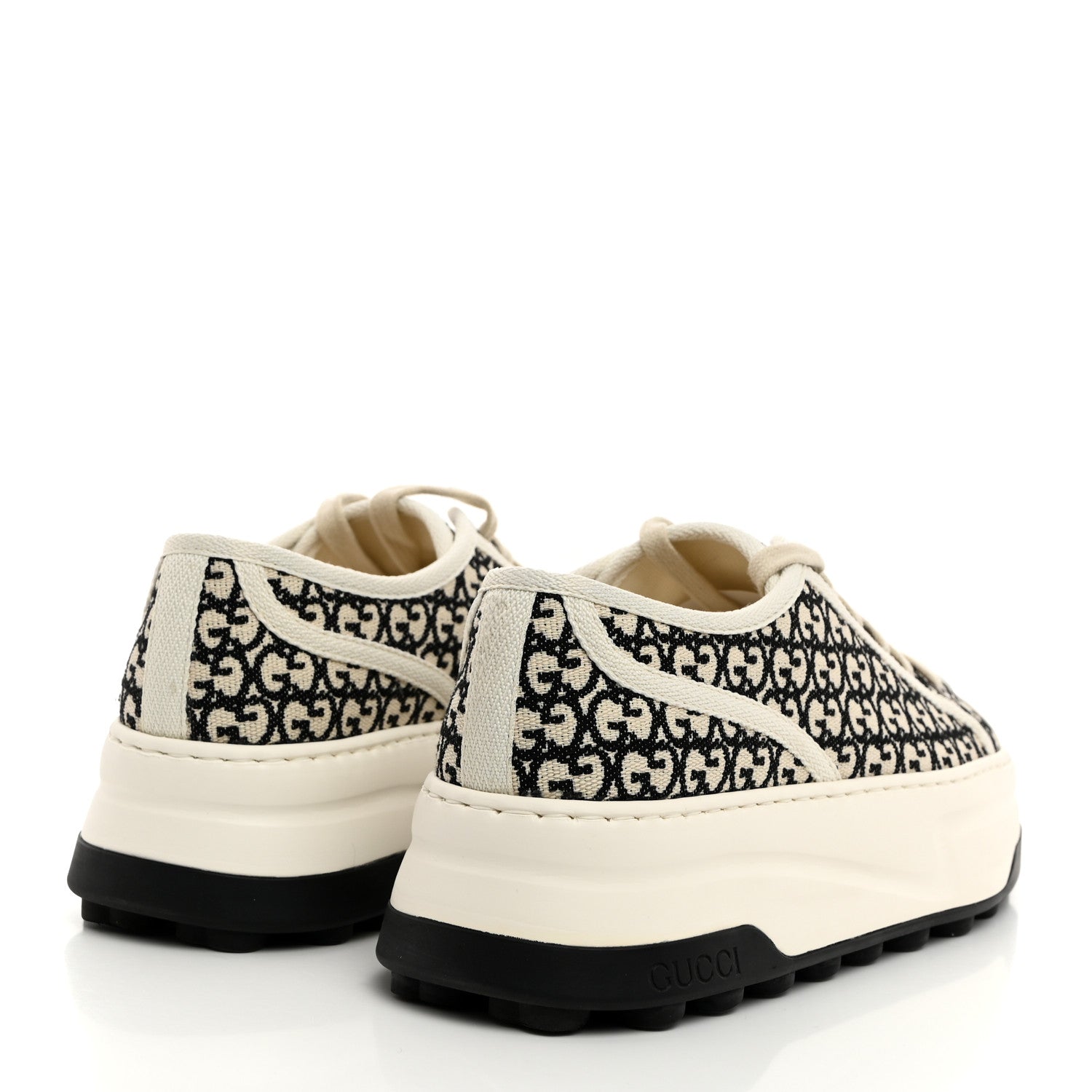 Gucci GG Monogram Jacquard Womens 1977 Tennis Platform 52mm Sneakers 38 Black Mystic White 4 of 8