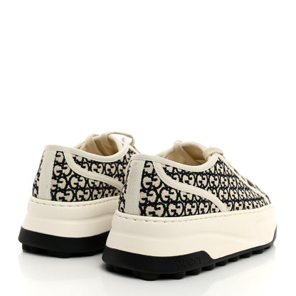 Gucci GG Monogram Jacquard Womens 1977 Tennis Platform 52mm Sneakers 38 Black Mystic White 4 of 8