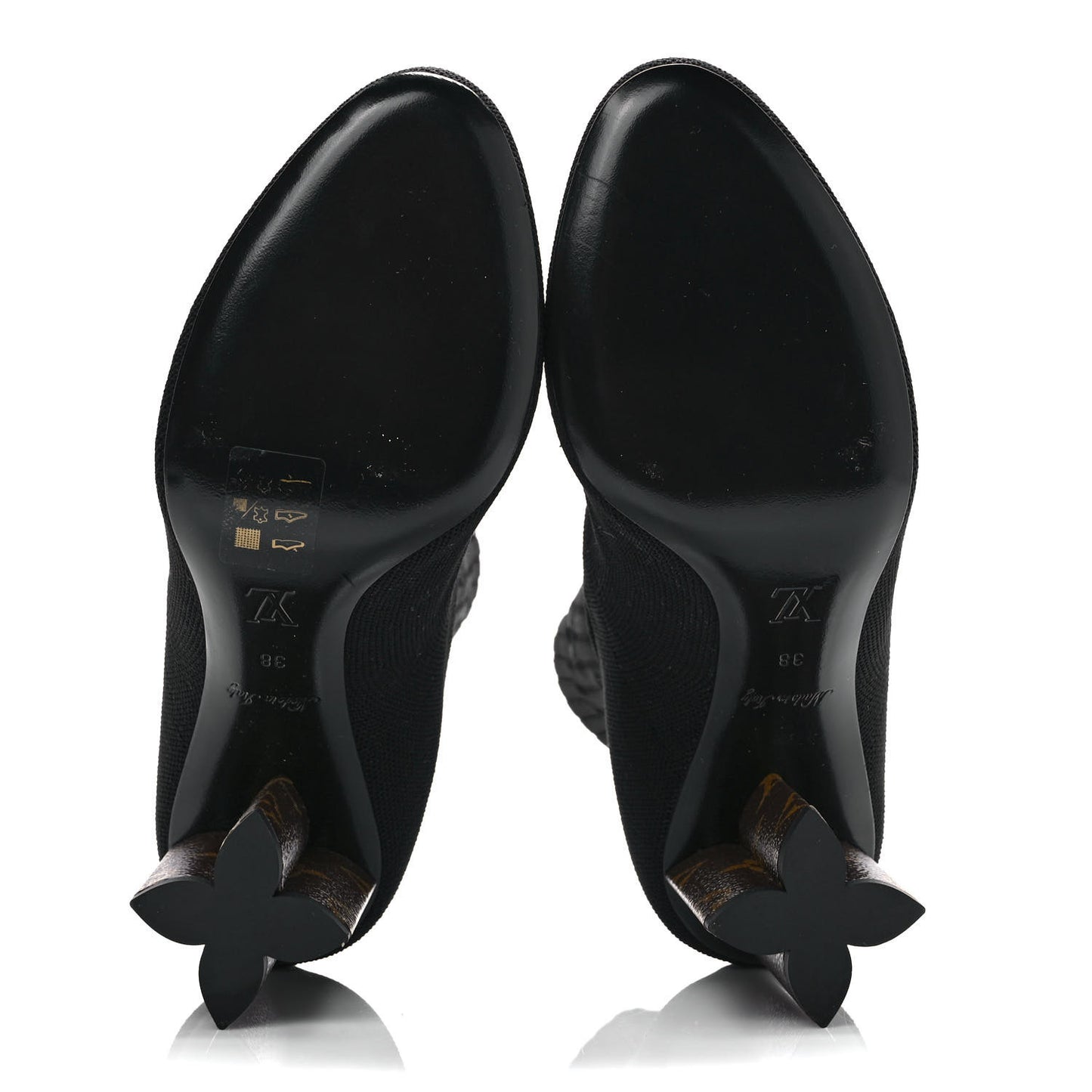 Monogram Stretch Fabric Silhouette Ankle Boots 38 Black