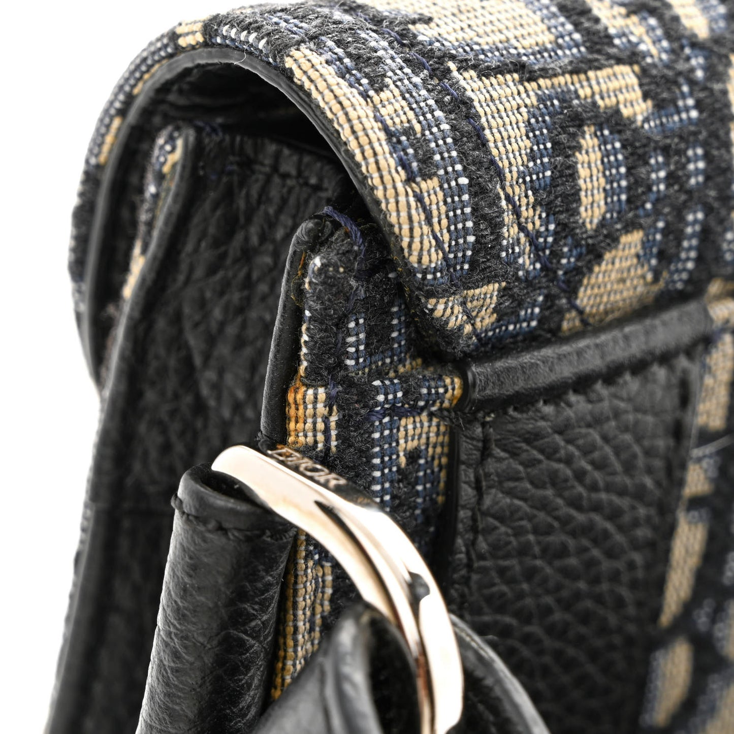 Oblique Saddle Messenger Pouch Beige Black