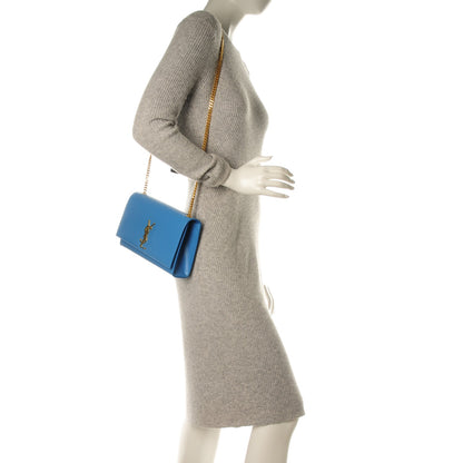 Saint Laurent Grain De Poudre Medium Classic Monogram Kate Satchel Blue Clair 2 of 9