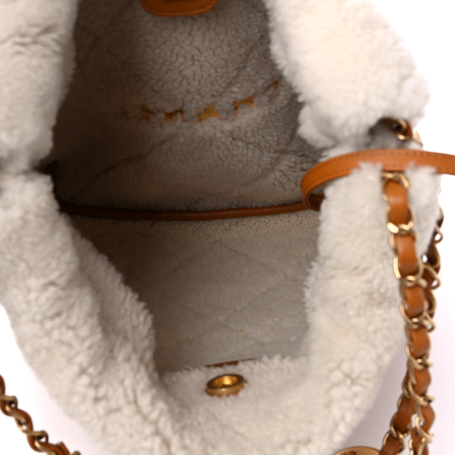 Chanel Suede Shearling Quilted Small Chanel 22 Brown White 6 of 10