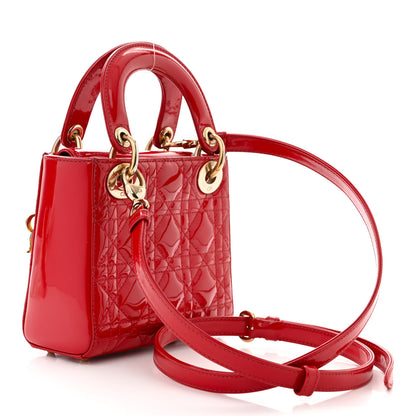 Christian Dior Patent Cannage Mini Lady Dior Red 3 of 11